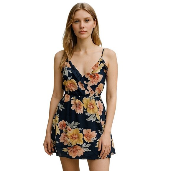 Joie 100% Silk Navy Floral Spaghetti Strap Vacation Party Dress S NWT - Picture 1 of 9